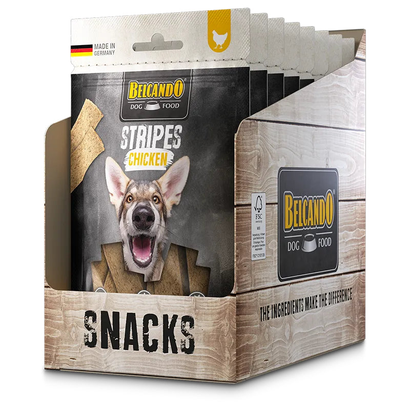 Belcando Stripes Chicken 8 x 70g Dog Snack Treat Made in Germany Air-Dried