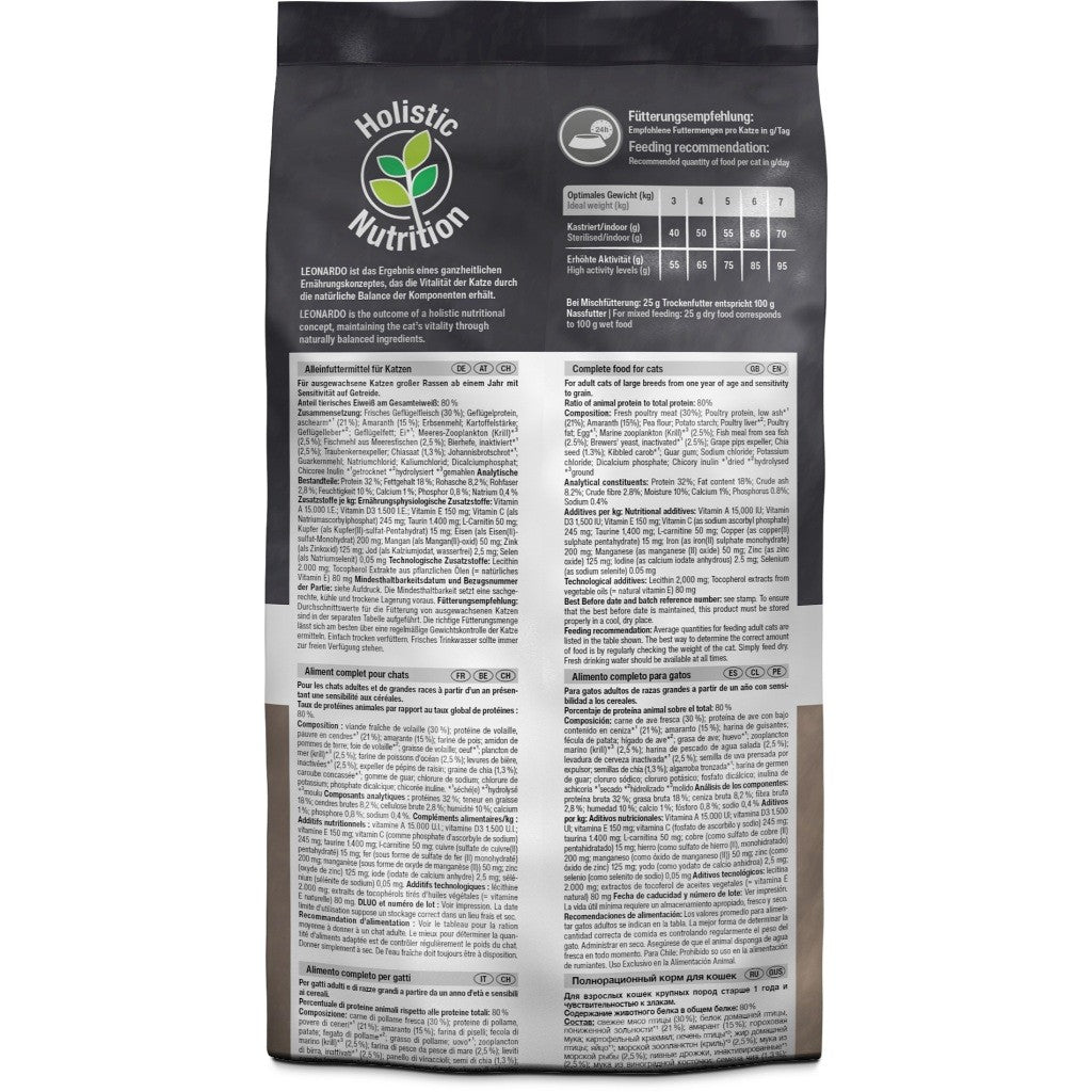 Leonardo Cat Dry Food Recipe without Grain Adult GF Maxi Made in Germany Extra Fresh Poultry 0.3/1.8kg Grain Free
