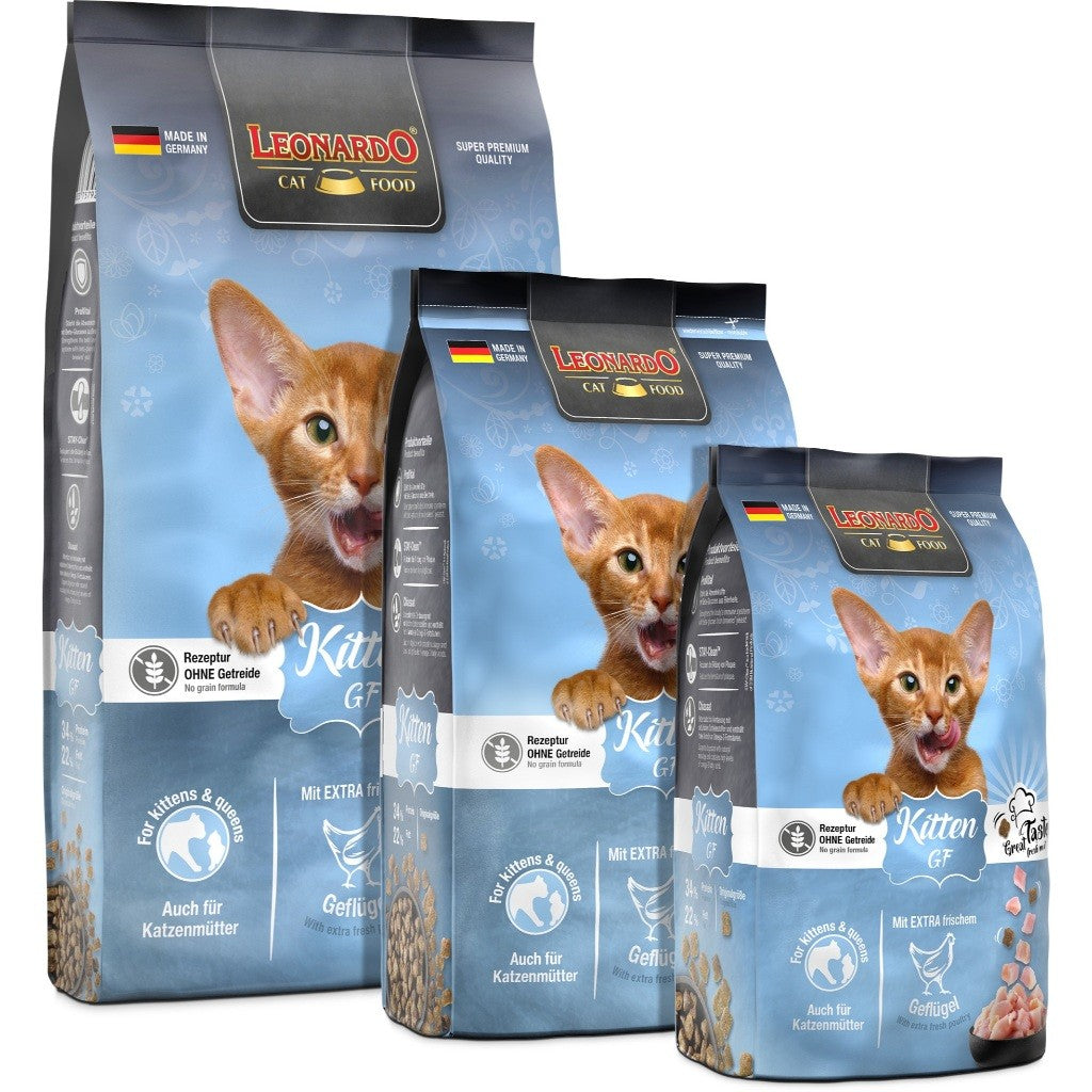 Leonardo Cat Dry Food Recipe without Grain Kitten GF Made in Germany Grain Free 0.3kg/1.8kg