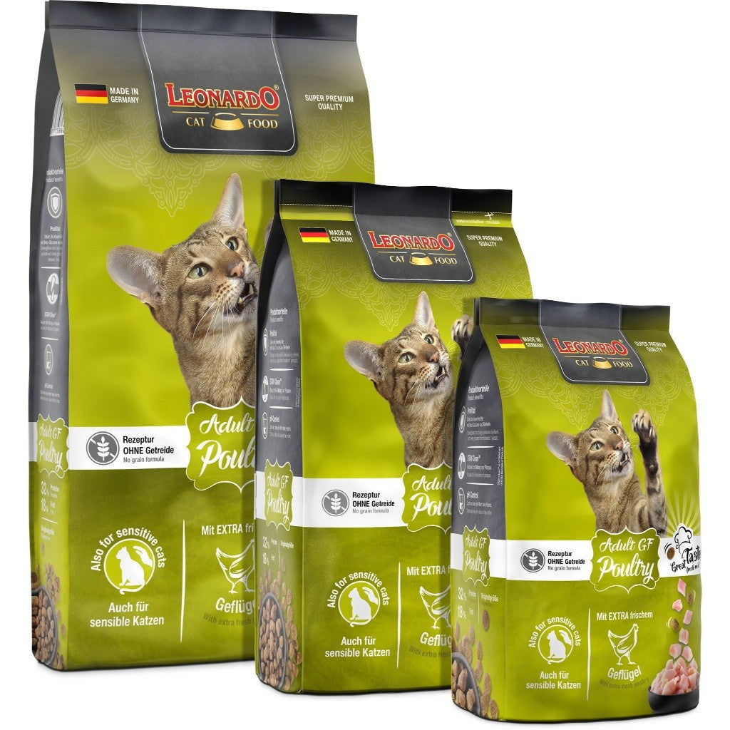 Leonardo Cat Dry Food Recipe without Grain Adult GF Poultry Made in Germany Grain Free 0.3kg 1.8kg