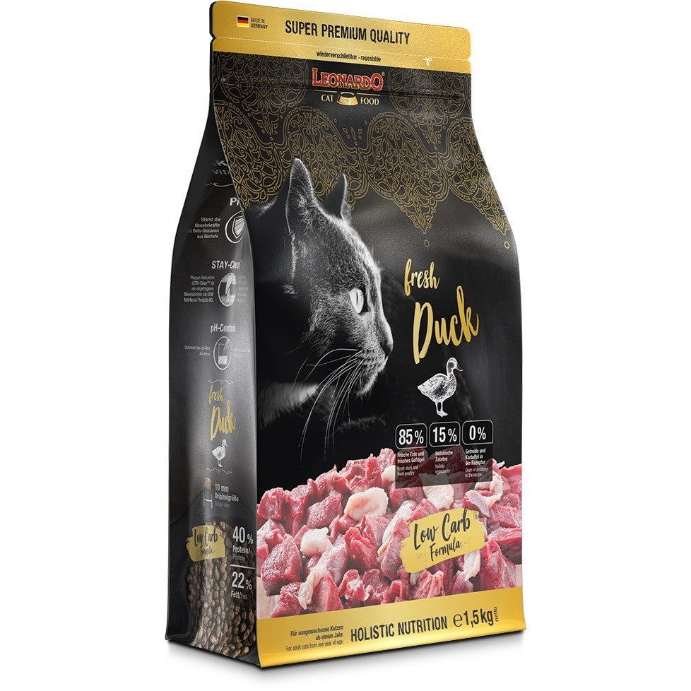 Leonardo Cat Dry Food Fresh Meat Fresh Duck Made in Germany 0.25kg 1.5kg Grain Free