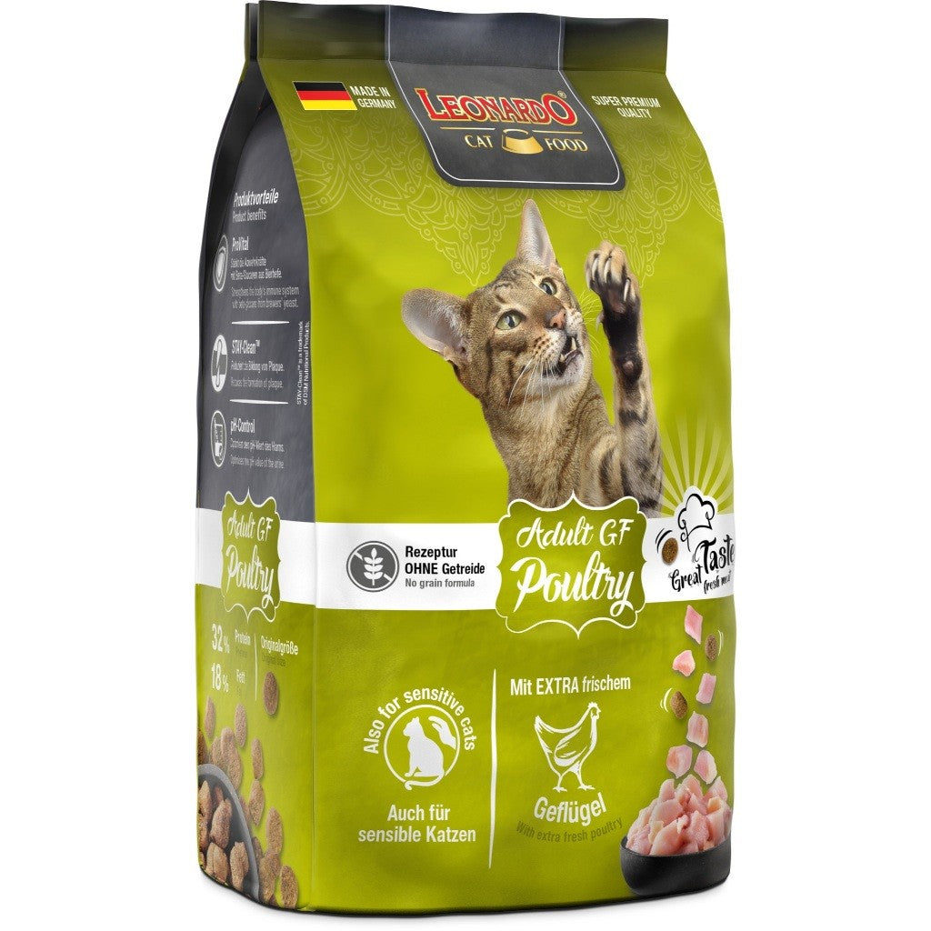 Leonardo Cat Dry Food Recipe without Grain Adult GF Poultry Made in Germany Grain Free 0.3kg 1.8kg