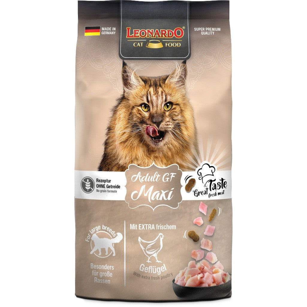 Leonardo Cat Dry Food Recipe without Grain Adult GF Maxi Made in Germany Extra Fresh Poultry 0.3/1.8kg Grain Free