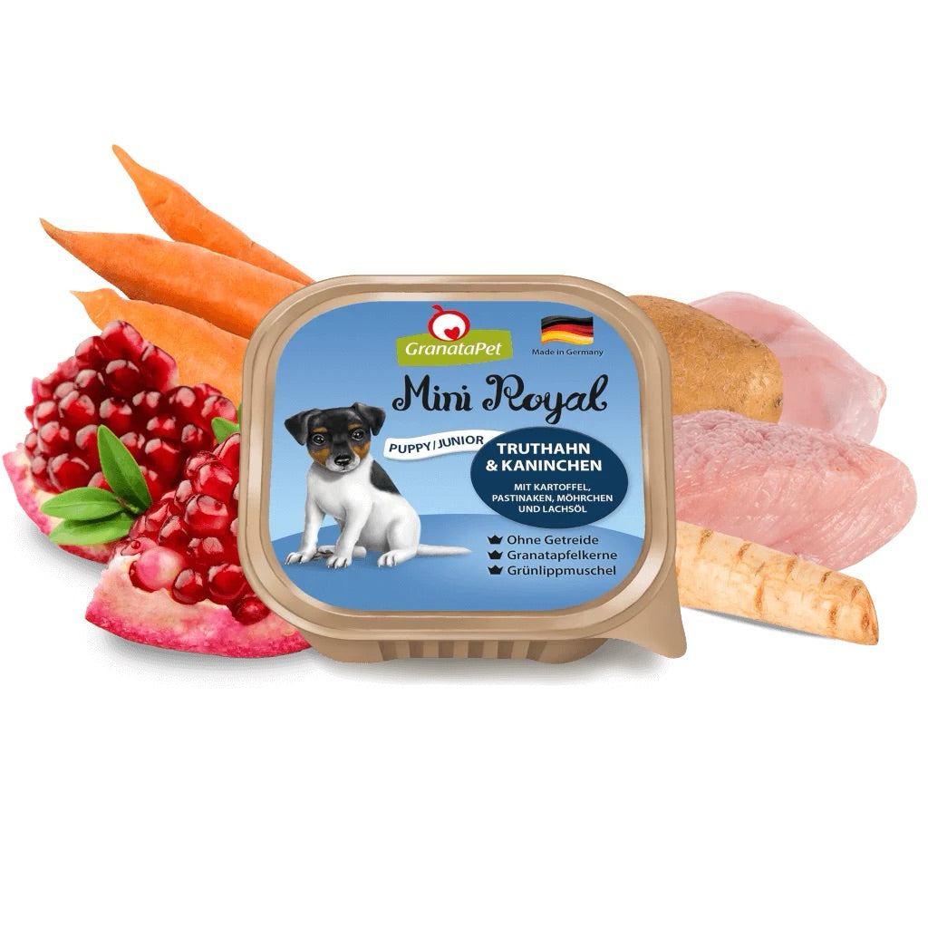 [SG Stock] GranataPet Dog Food Mini Royal Turkey & Rabbit (Junior/Puppy) 150g Wet Balanced Food Made in Germany