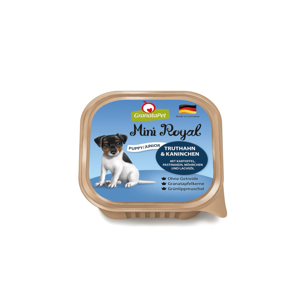 [SG Stock] GranataPet Dog Food Mini Royal Turkey & Rabbit (Junior/Puppy) 150g Wet Balanced Food Made in Germany